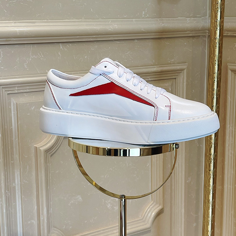 JINIWU吾倪季2025红白系带低帮休闲鞋百搭红刀牛皮透气拼色板鞋,流行男鞋,休闲板鞋,淘宝优惠券,粉丝福利购,淘宝优惠卷