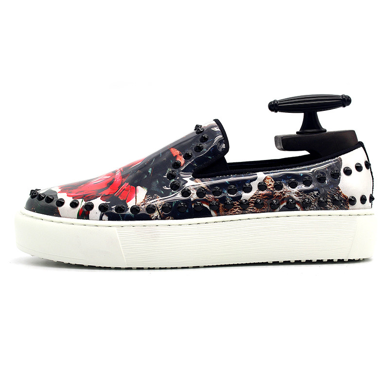 JINIWU吾倪季2025休闲鞋板鞋塑胶套脚蝴蝶画布铆钉乐福鞋子男鞋