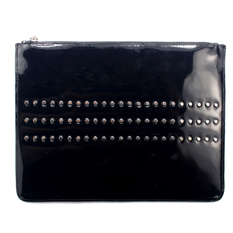 JINIWU吾倪季2025手拿包手机卡包牛皮手工三排圆筒铆钉信封包男包