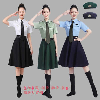 连体短袖裙军装表演服合唱服