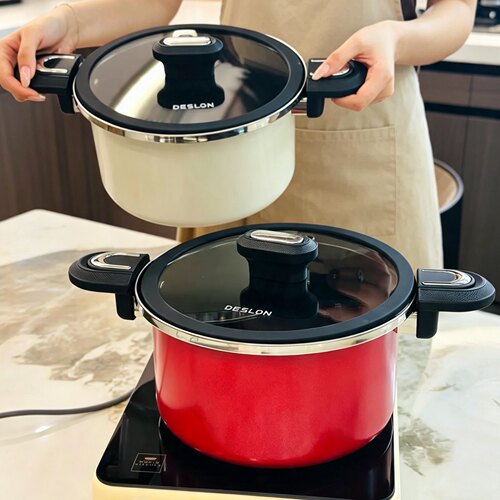 DESLON德世朗4.8L钛陶瓷微压锅  钛陶瓷不粘微压