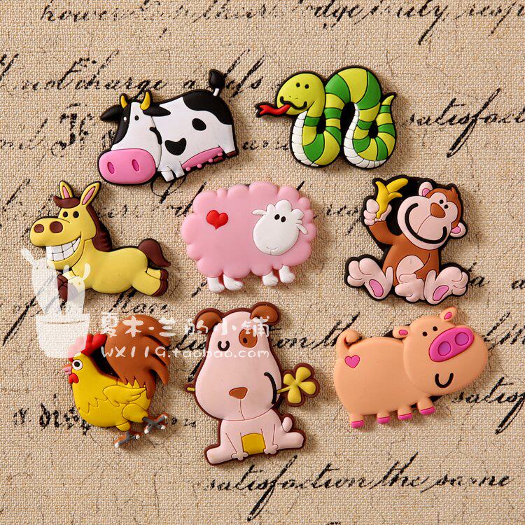 热销 生肖动物冰箱贴 日韩创意时尚卡通磁贴 优质软胶白板软磁