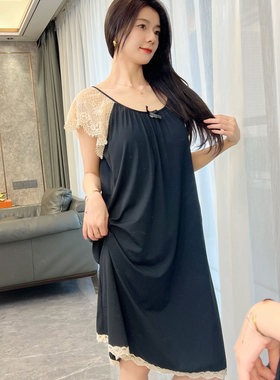 性感风莫代尔蕾丝花边吊带睡裙女