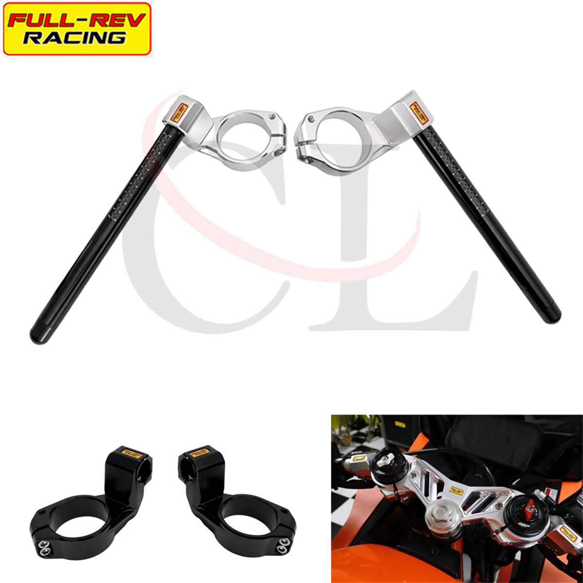 FULL-REV适用KTM RC390 2022-2023 改装降低分离车把 手把 上三星