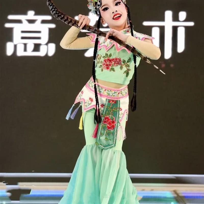 小戏骨演出服俏花旦舞蹈服满庭芳群青舞蹈服古典儿童小红娘舞台服
