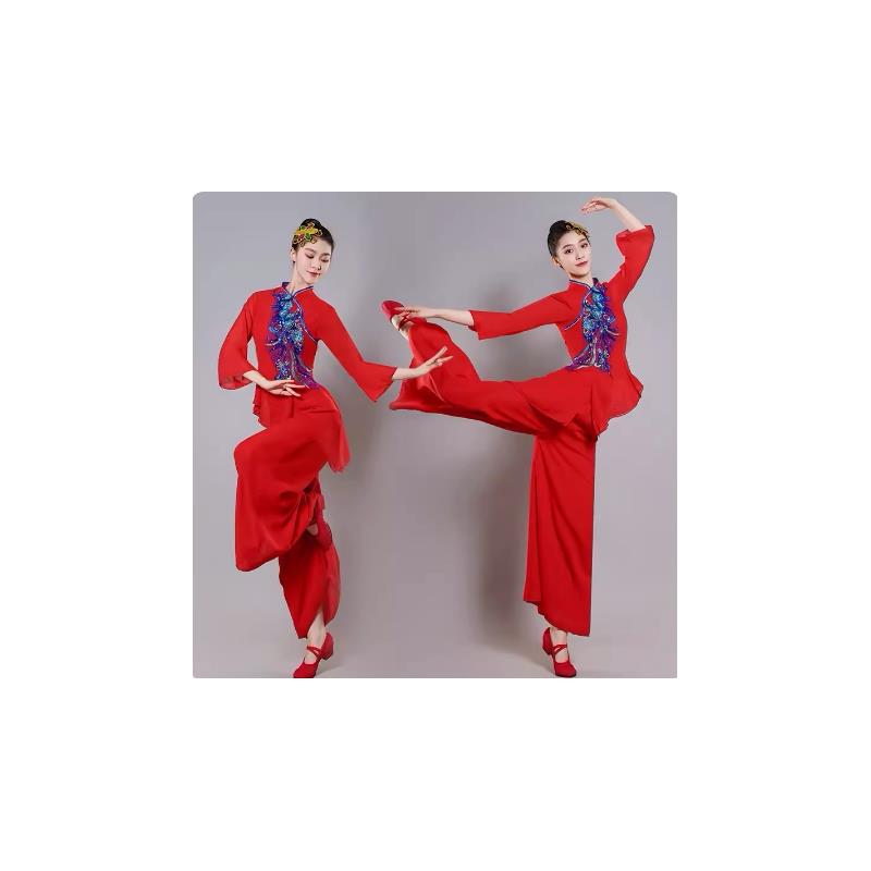 胶州秧歌服演出服2025新款广场舞套装腰鼓打鼓演出服伞舞表演服女