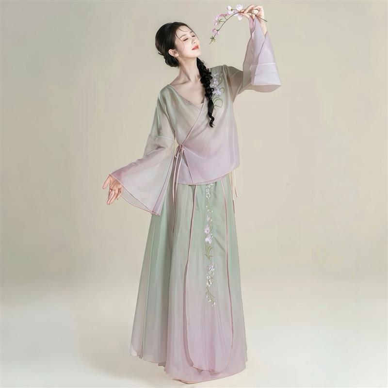 新款古典舞蹈服身韵纱衣中国风舞蹈演出服伞舞扇子舞表演服飘逸