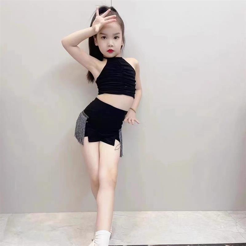 2023新款网红专业少儿拉丁舞服女儿童练习表演服高端练功裙流苏裙