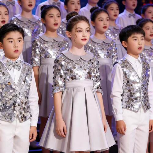 儿童合唱演出服小学生诗歌朗诵比赛表演服男女童舞台大型比赛礼服