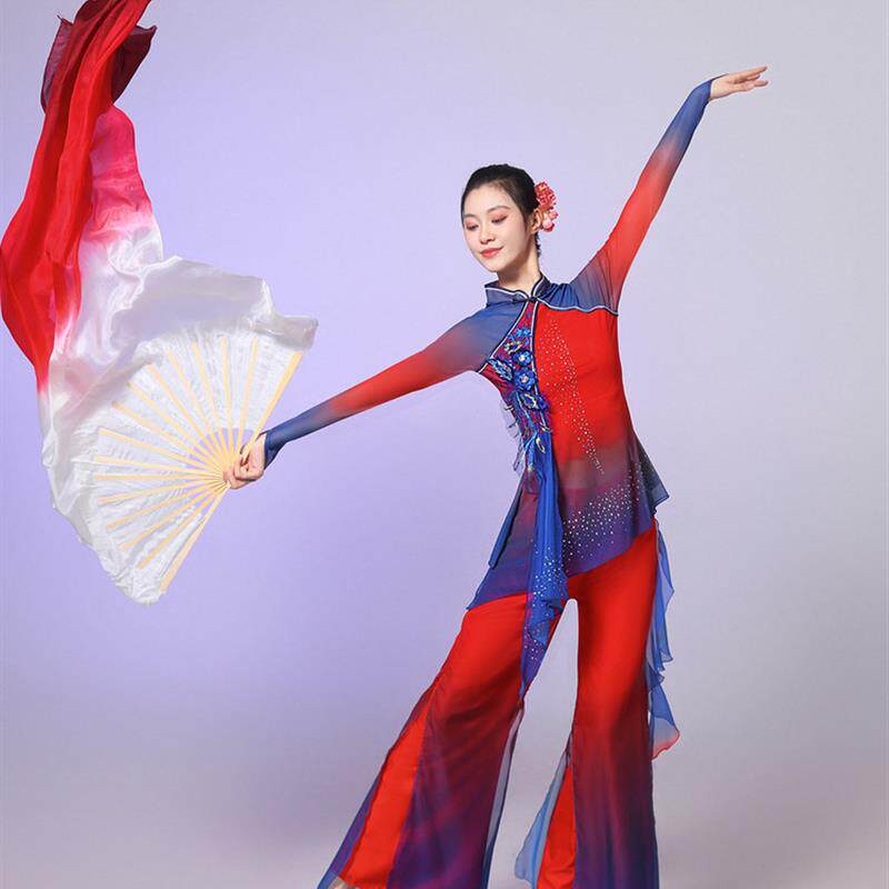 舞蹈服胶州秧歌演出服英雄赞歌夏辉扇子舞服装古典舞剧目飘逸套装