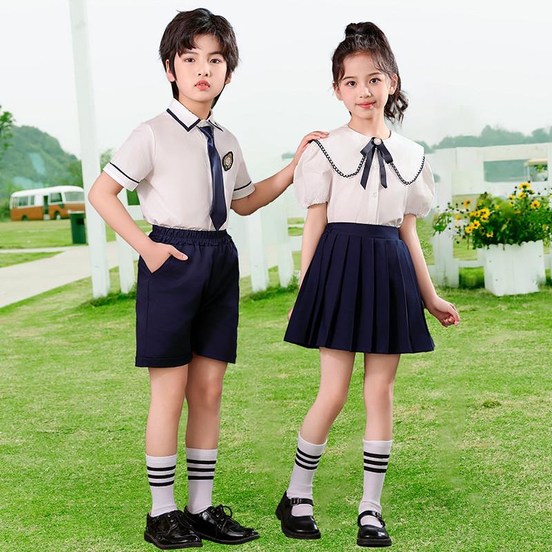 幼儿园园服夏装英伦风小学生校服套装儿童大合唱表演服毕业照班服