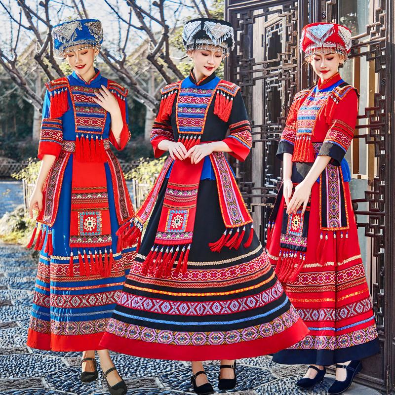 广西三月三壮服壮族民族服装女成人苗族瑶族彝族少数民族舞蹈服装
