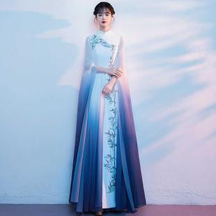 新款水袖古筝礼服显瘦中国风成人民乐独奏演出服学生艺考大合唱服