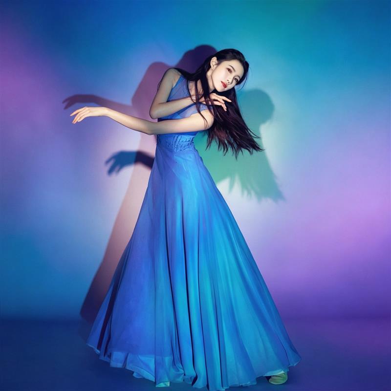 梦底同款舞蹈服刘浩存蓝色古典舞演出服女飘逸大裙摆舞台剧目舞蹈