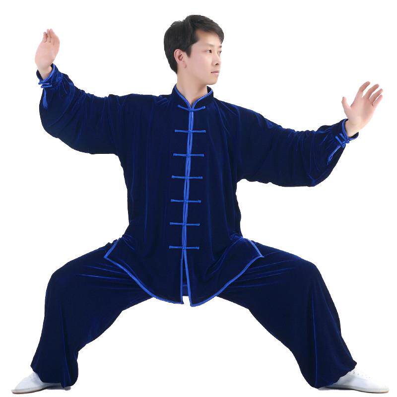 太极服金丝绒秋冬款加厚保暖南韩绒中老年练功服男女武术表演服装