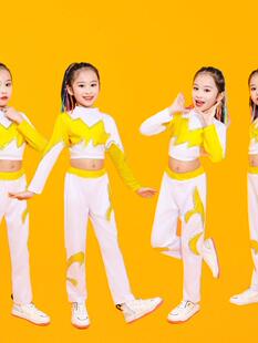 新款健美操套装体操儿童啦啦操啦啦队演服出服显瘦黄色运动会比赛