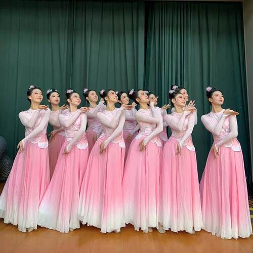 芙蕖古典舞蹈服女汉唐伞舞秧歌服飘逸身韵纱衣群舞中国舞合唱伴舞