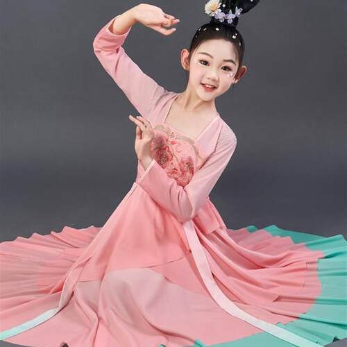 戏莲舞蹈服儿童古典舞演出服独舞剧目女童艺考中国舞飘逸纱裙古风