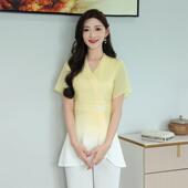 气质美容师工作服套装 长裤 夏 高端养生工衣女足疗足浴技师工装 新款