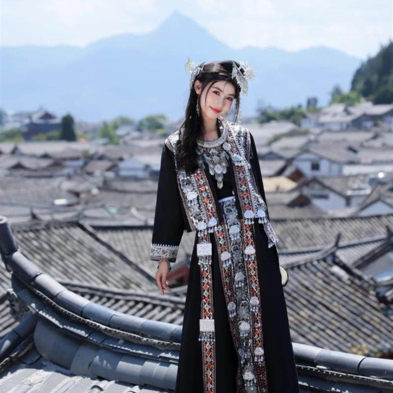 新款苗疆少女黑色刺绣民族风服饰苗族服装头饰项圈异域风么么茶新,女装/女士精品,民族服装/舞台装,淘宝优惠券,粉丝福利购,淘宝优惠卷