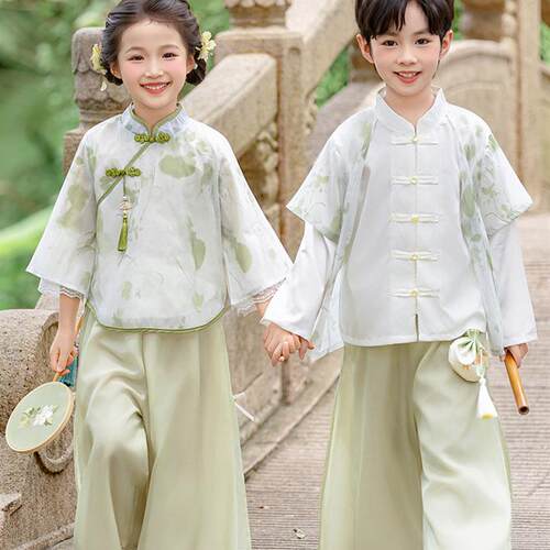 儿童汉服古装幼儿园中秋节表演服上春山小学生唐装国学开笔礼朗诵
