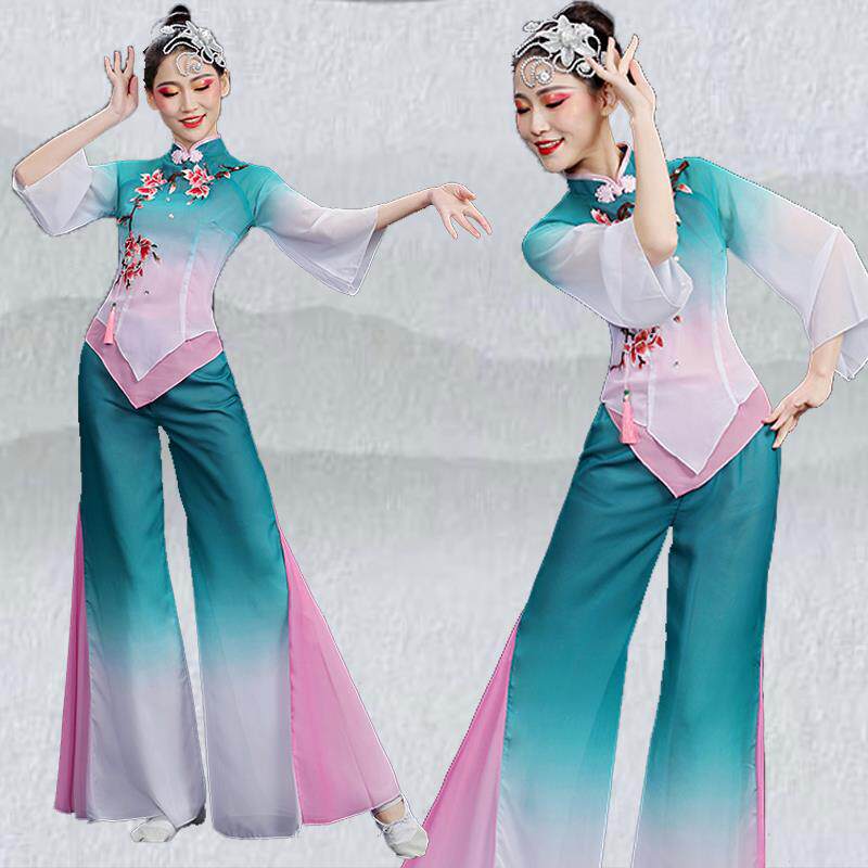 古典舞演出服女飘逸2025新款斗笠舞手绢舞喜庆扇子舞秧歌舞服套装