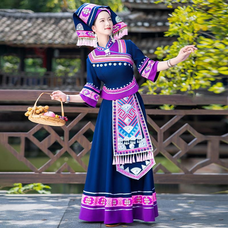 新款三月三壮族服装成人女广西盛装少数民族服饰刺绣舞蹈演出套装