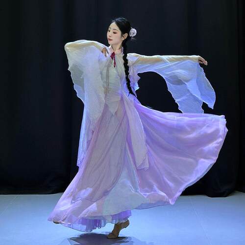 古典舞服装出服逸舞蹈服现代舞演练功女紫无品牌/服色仙气飘纱衣