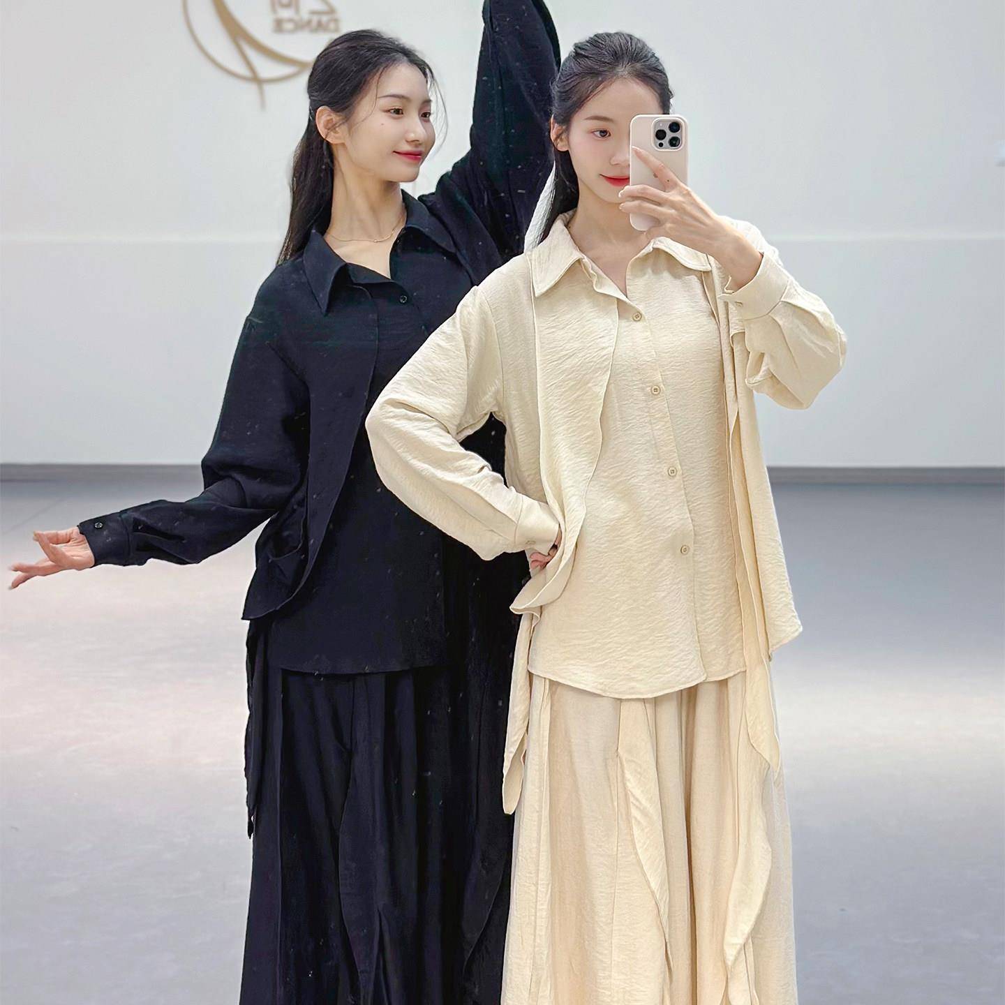 现代舞衬腿衫女一整套松阔舞裤成人艺考蹈练功服25820+25宽飘逸古