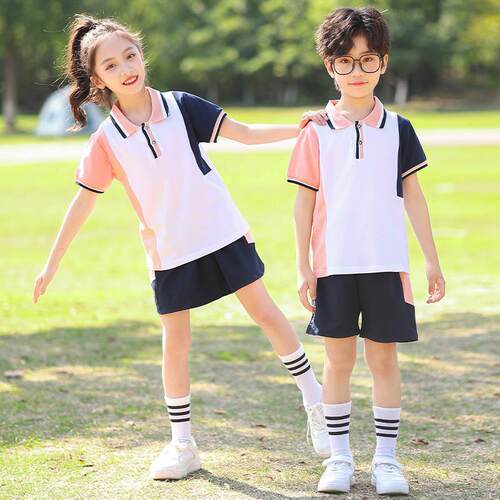 2025新款幼儿园园服夏装纯棉短袖小学生校服休闲套装儿童拼色班服