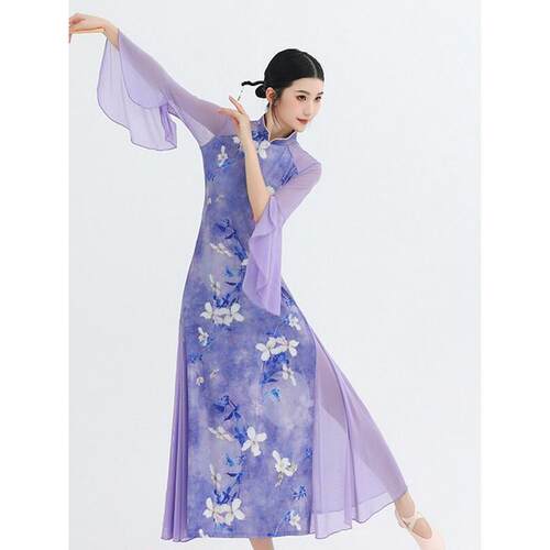 无品牌/雨巷佳人舞声蹈服装旗人袍间烟火演出服弹力舞蹈声慢入画