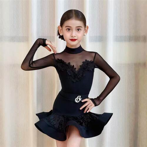 少儿拉丁舞服2025新款女童秋冬练功服高级专业拉丁舞演出舞蹈服