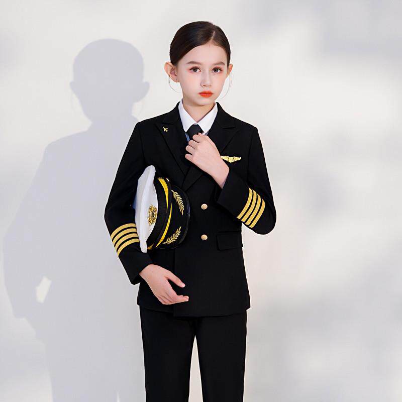 儿童飞行员服装中国机长制服空少制服幼儿模特团体走秀服装演出服