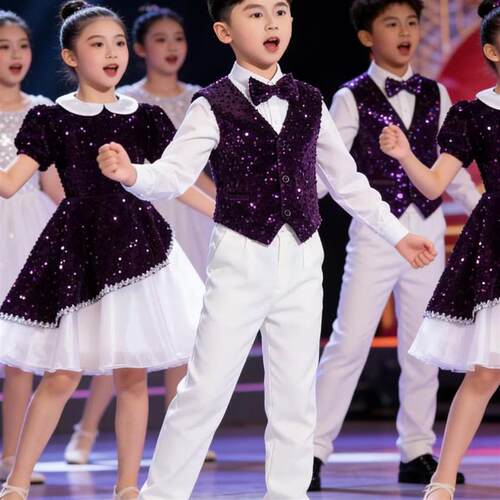 六一儿童合唱演出服小学生诗歌朗诵礼服男女童舞蹈演讲比赛蓬蓬裙