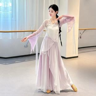 古典舞服装女飘逸仙气身韵纱衣练功服民族舞大裙摆舞蹈演出服套装