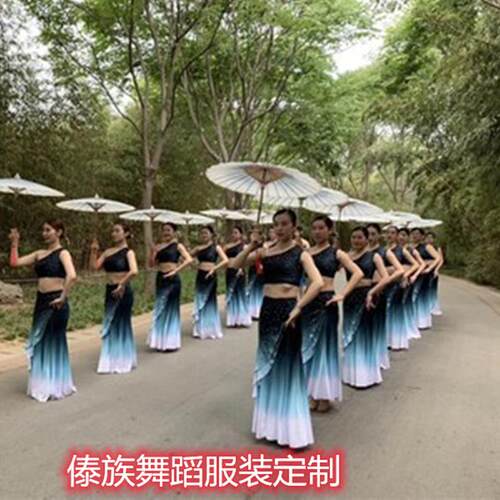 新款成人傣族舞蹈服装彩云之南孔雀舞演出服修身包臀练习艺考伞舞
