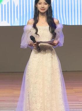单肩晚礼服优雅平易的奢华小众举办2024新生艺术考试成人仪式惊艳