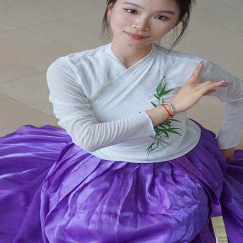 可定制艺考朝鲜族舞蹈服装女练功服大摆裙学生舞蹈生艺考比赛服装