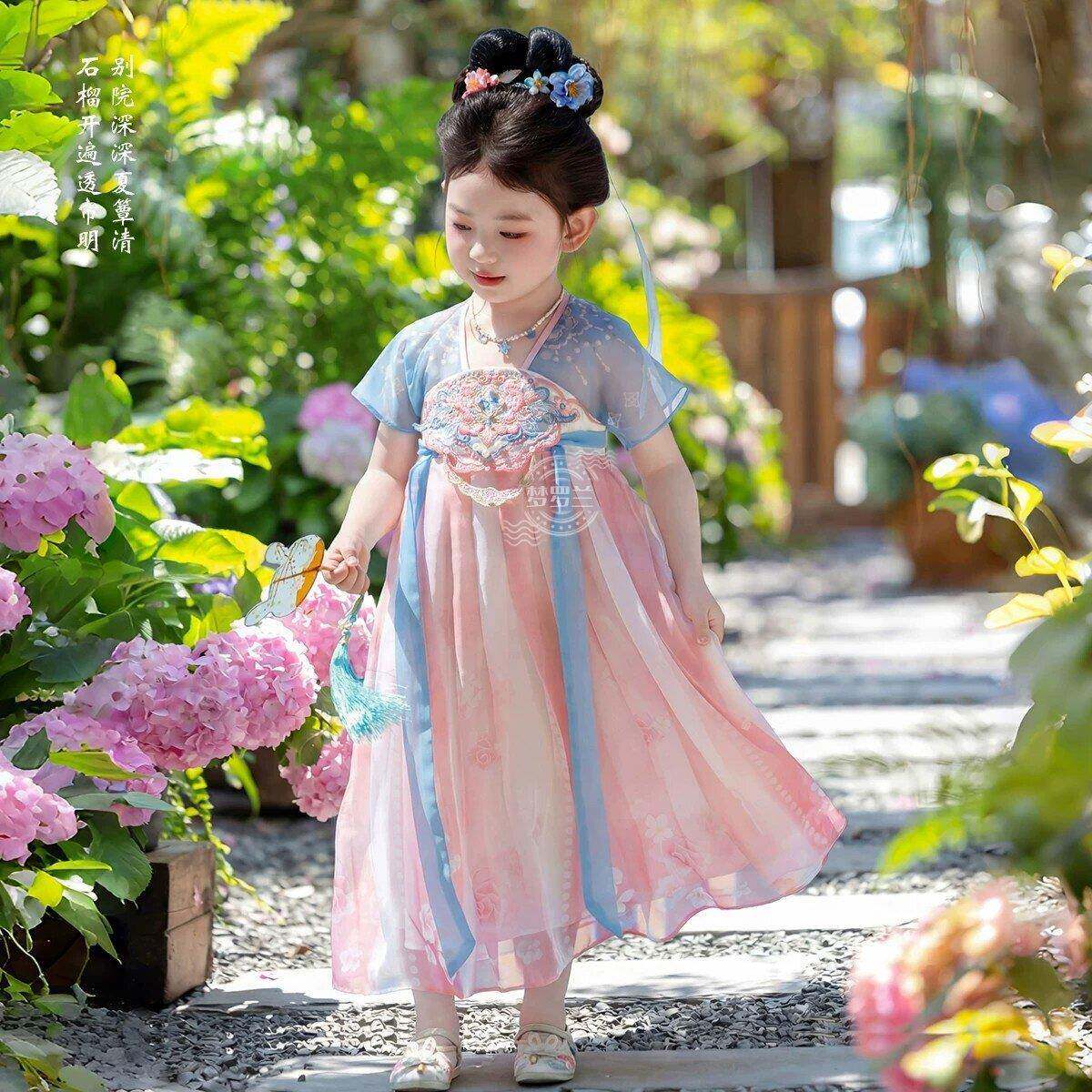 汉女童服20夏26季新款4-24儿高童端古风仙气公主连衣裙小女孩襦裙