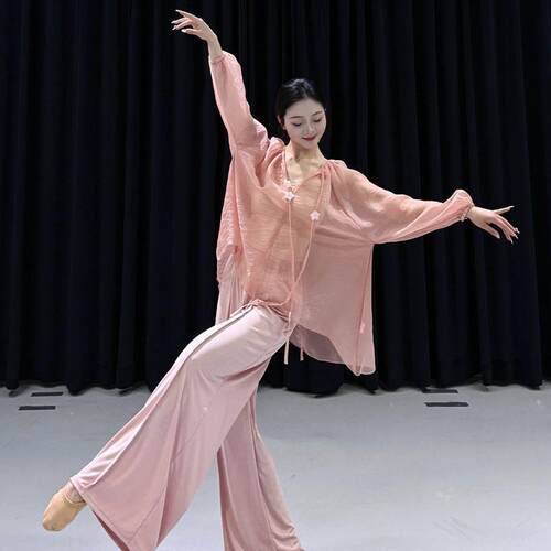 古典舞蹈服飘逸身韵纱衣中国舞练功服现代舞宽松训练服套装超仙