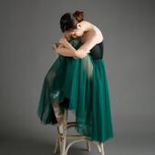 墨绿加黑芭蕾舞蹈练习半身纱裙TUTU显瘦720度大摆裙成人女双面穿