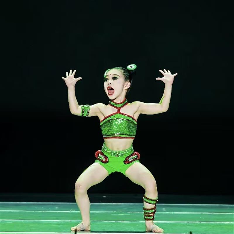 桃李杯蛙趣独舞演出服装女童小青蛙群舞动物表演服艺考舞衣跳蛙