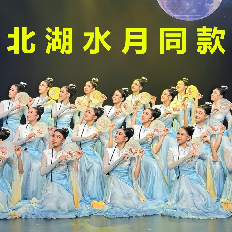 映月舞蹈服2025新款古典舞飘逸大摆裙团扇舞群舞北湖水月演出服装