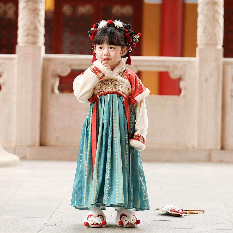 儿童汉服女童冬季拜年服加绒加厚连衣裙女孩公主裙冬款古装演出服,童装/婴儿装/亲子装,汉服,淘宝优惠券,粉丝福利购,淘宝优惠卷