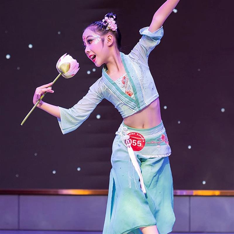 江南采莲儿童演出服小孩表演服古典舞独舞戏莲艺考中国舞舞蹈服女