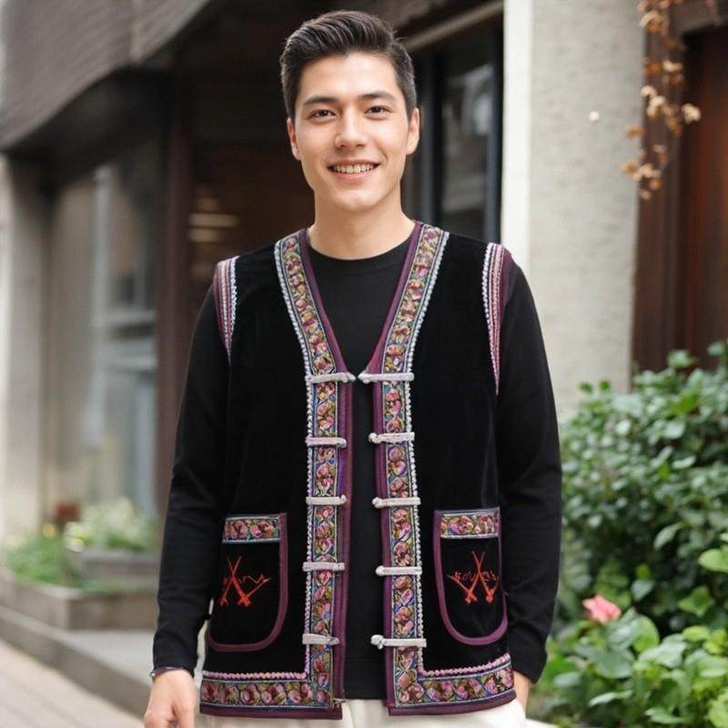 少数民族服装苗族男士马甲新款芦笙刺绣马褂云南广西民族风演出服,男装,其他民族服装,淘宝优惠券,粉丝福利购,淘宝优惠卷