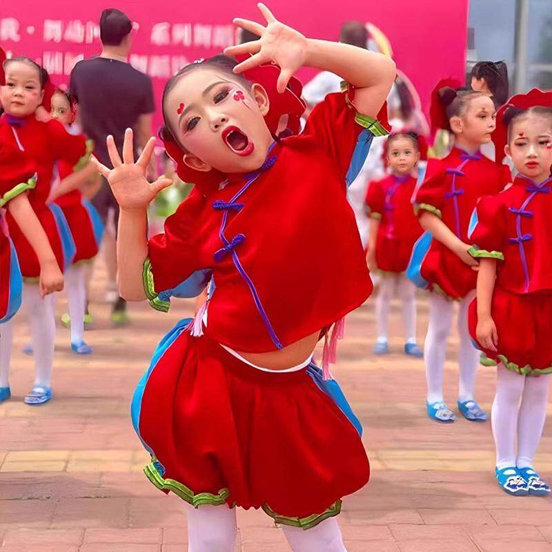 儿童小福娃舞蹈演出服元旦喜庆秧歌民族风灯笼裤春晚小梦娃表演服