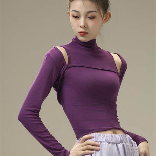 现代舞练功服上衣秋冬款舞蹈练功服古典舞形体服女修身瑜伽服艺考