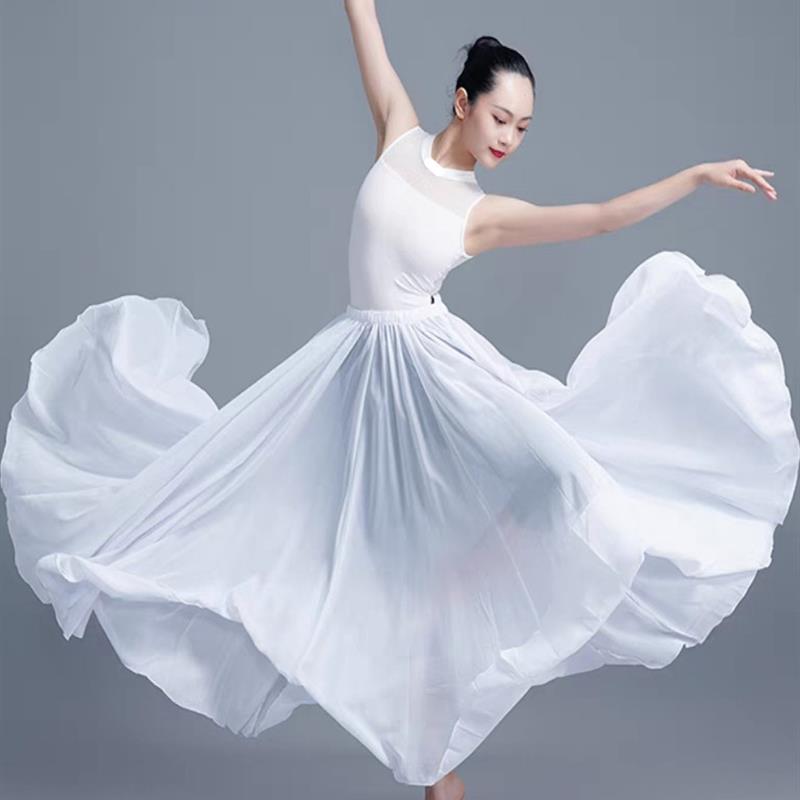 现代舞儿童表演服装红色大摇摆舞裙万江服练习服合唱女长裙