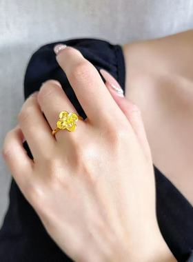 黄金色古法凤凰富贵花项链女大气